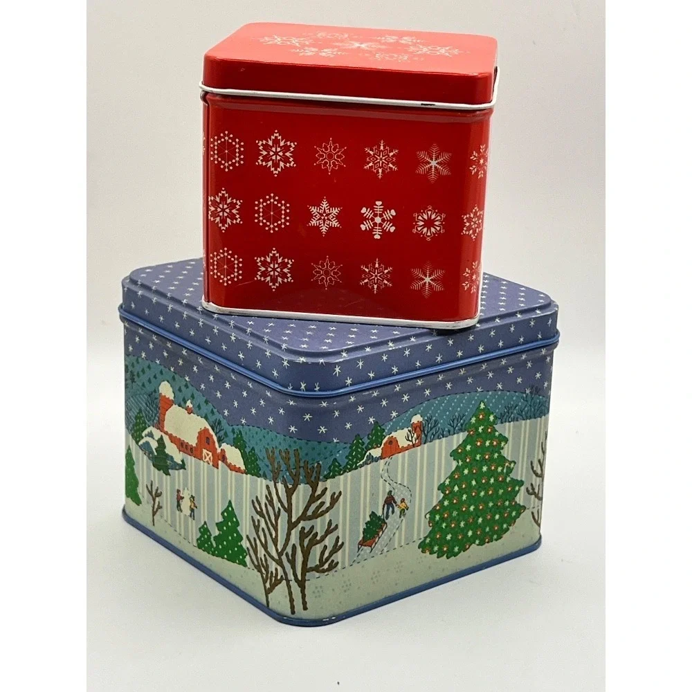 Vintage Christmas Tins Interpur‎ & Blossom Press Holiday Decor Storage